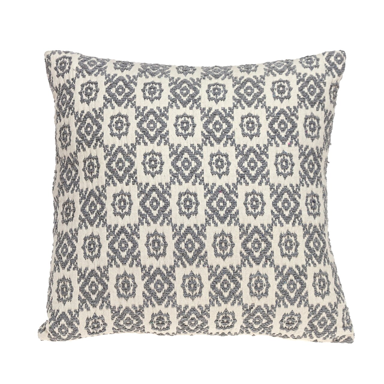 Nassau Collection 16" Beige Transitional Mosaic Embroidered Throw Pillow